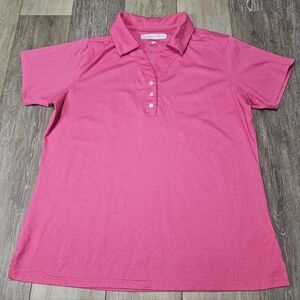 Pebble Beach Performance Polo Pink Athleisire Activewear Short Sleeve Women's XL